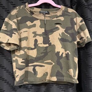 HAODUOYI Camouflage Crop Top